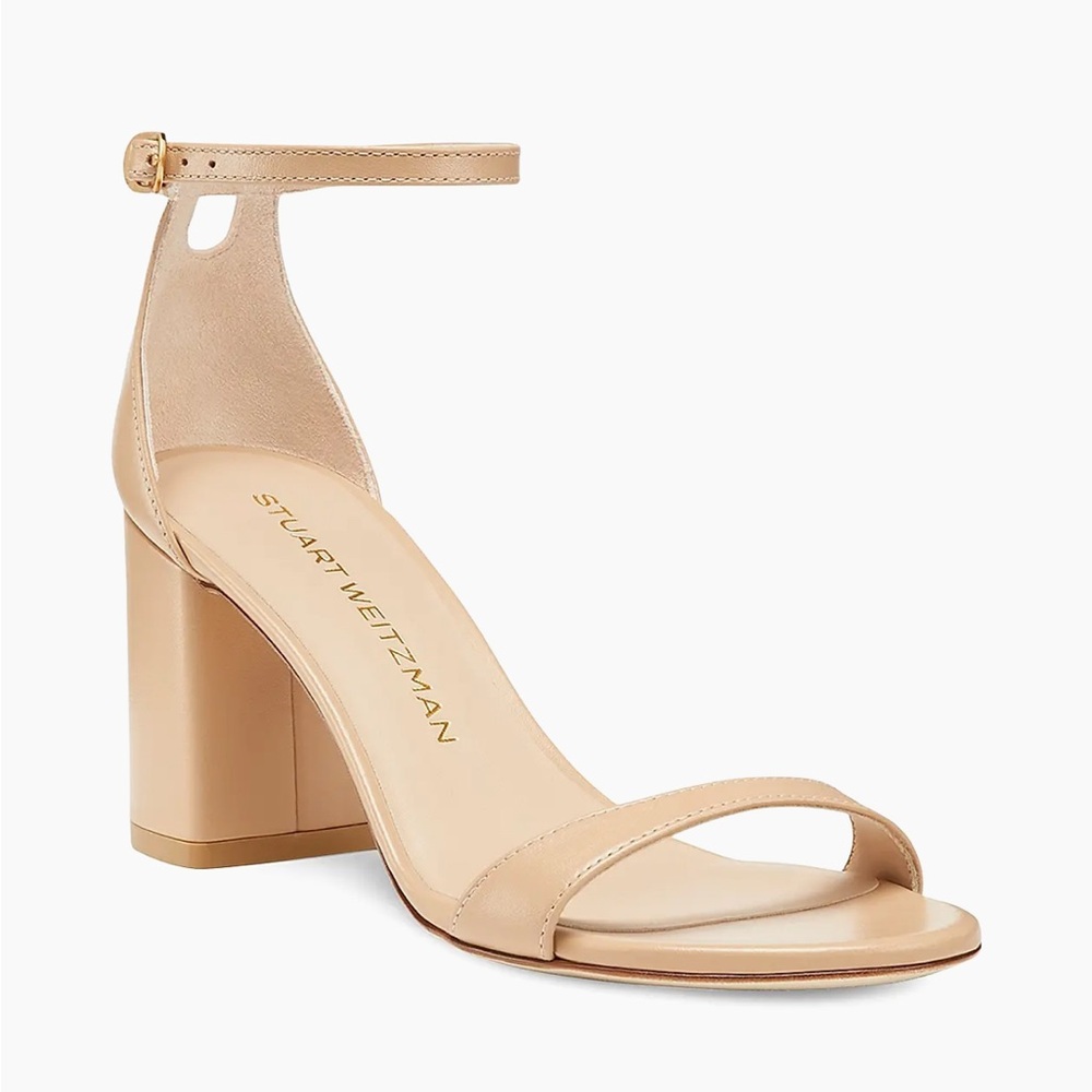 Stuart Weitzman Nudist Block 75MM Sandals | Nude Block Heel Sandal - Picture 2 of 7